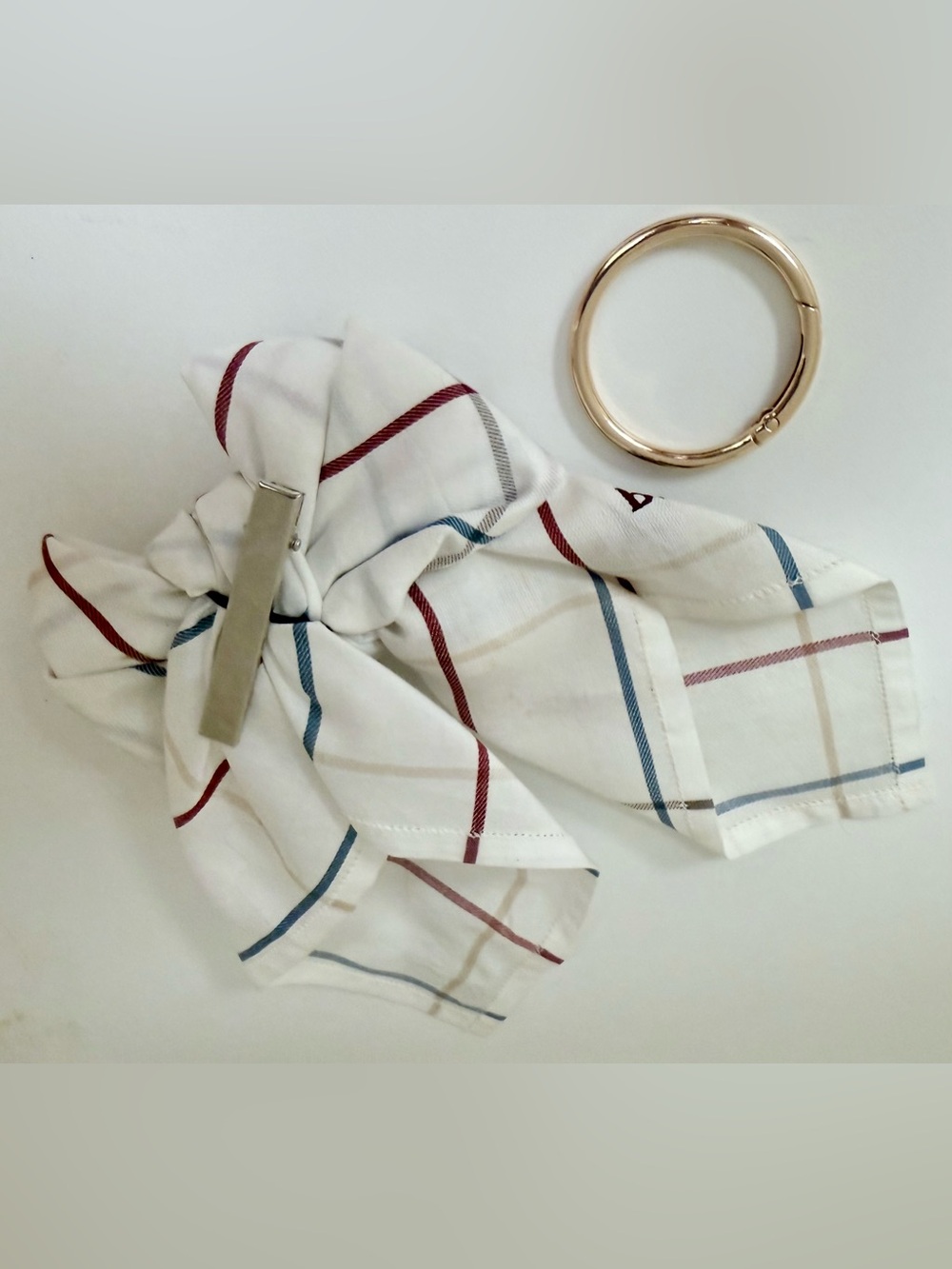 BURBERRYS Vintage 90’s Classic Check Handkerchief Scarf Bow Charm Hair-Clip - Picture 10 of 15